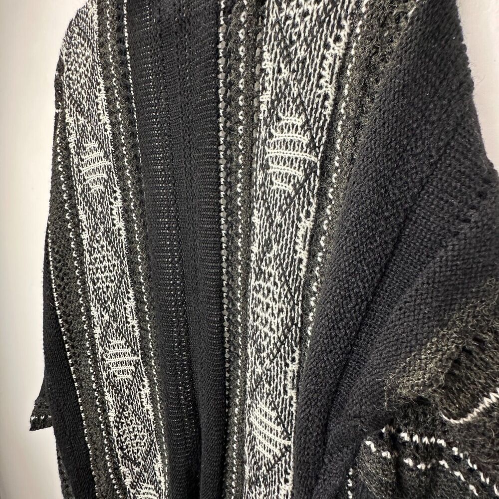 LA Hearts Black Gray and Cream Striped Knit Long Line Open Cardigan Sweater OS - Picture 7 of 14